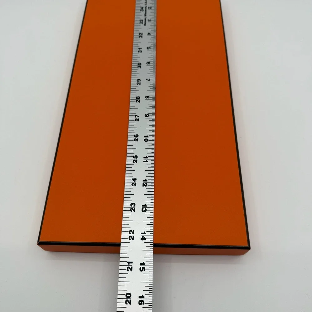 Hermes Empty Gift Box Orange 7x14x1 Authentic Logo Tissue Ribbon Luxury